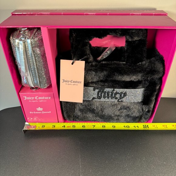 Juicy Couture Black Liquorice Mini Tote & Barrel Coin Purse Box Gift Set - NWT - Picture 5 of 6